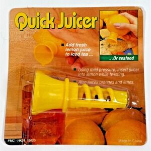 PMC Quick Juicer Kitchen Gadget Yellow Vintage Style Lemon Lime Squeezer